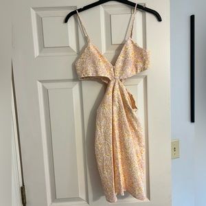 Zara floral mini dress with cut outs